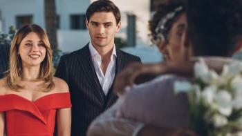 Our Fault: Nicole Wallace and Gabriel Guevara at a wedding.