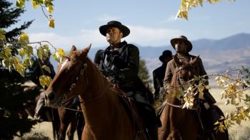 Outlaw Posse Movie: Chief (Mario Van Peebles) and Decker (Mandela Van Peebles) ride on horseback