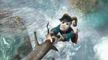Out of the Nest Movie: Animal holds onto a branch above waterfall