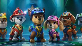 Paw Patrol: The Dino Movie: The Paw Patrol poses in uniform