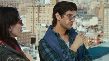 Peter Hujar's Day movie: Rebecca Hall and Ben Whishaw talk together on the rooftop of a New York City apartment building