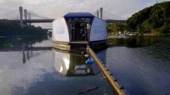 Plastic Earth Movie: An Ocean Cleanup station is designed to divert plastic in the waterways so that it can be collected