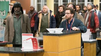 The Public Movie: Jackson and librarian Stuart Goodson try to protect homeless people from the freezing cold