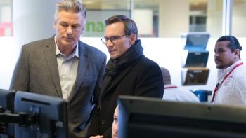 The Public Movie: Detective Bill Ramstead and district attorney Josh Davis monitor the trouble