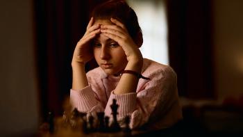 Queen of Chess: Judit Polgar concentrates.