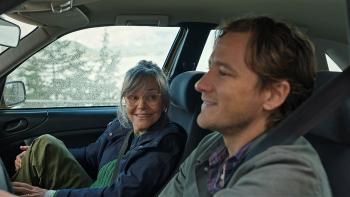 Remarkably Bright Creatures: Sally Field and Lewis Pullman in a car.