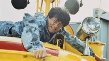 Rumble in the Bronx Movie: Jackie Chan holds on