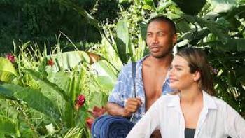 Same Time, Next Christmas: Charles Michael Davis and Lea Michele in tropical setting