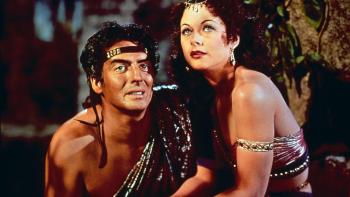 Samson and Delilah: A dark haired man and woman look into the distance