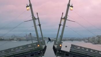 See You Soon Movie: Ryan leaps over the gap in a drawbridge