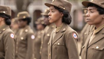 The Six Triple Eight movie: Ebony Obsidian stands at attention