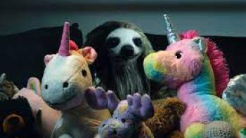 Slotherhouse scene 2: Sloth hides among stuffed animals