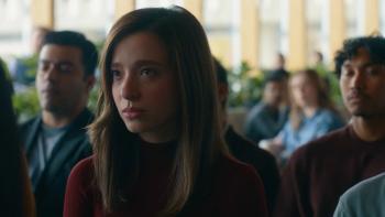 The Social Reckoning movie: Frances (Mikey Madison) sits in a meeting at Facebook