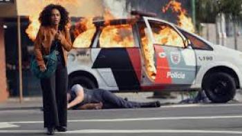 State of Fear movie: A woman walks away from a burning car