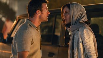 Stolen Girl movie: Scott Eastwood and Kate Beckinsale stand facing each other, looking tense