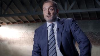 Strange Harvest Movie: Homicide detective Joe Kirby (Peter Zizzo) is interviewed for the camera, looking serious