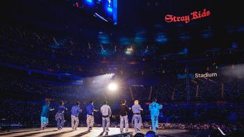 Stray Kids: The dominATE Experience movie: The Stray Kids look out into a sold-out crowd at SoFi stadium