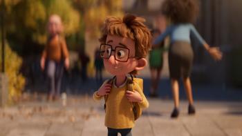 Super-Charlie: 10-year-old Willie with glasses and a backpack