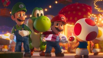 The Super Mario Galaxy Movie: Luigi, Yoshi, and Mario talk to Toad