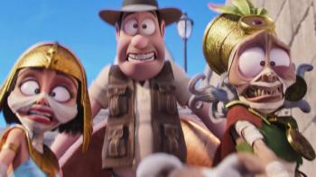 Tad the Lost Explorer and the Emerald Tablet: Tad and two mummies are scared