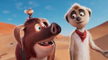 Tafiti: Across the Desert movie: Tafiti the meerkat, Bristles the bush hog, and a mouse walk and talk in the desert