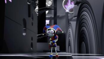 The Amazing Digital Circus: The Last Act screenshot: Pomni walks in a black and white space