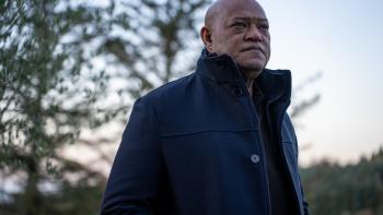 The Astronaut movie: Laurence Fishburne outside, wearing a coat