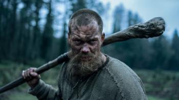 The Death of Robin Hood movie: Bill Skarsgaard as Little John, holding a club and looking for a fight