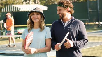 The Dink: Mary Steenburgen and Jake Johnson on the court.