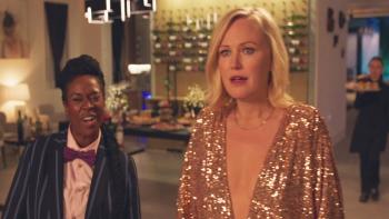 The Donor Party Movie: Malin Akerman and Bria Henderson look surprised at a birthday party