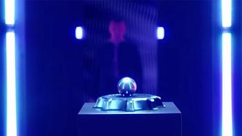 The Dresden Sun movie: Close-up photos of the sphere, with a blurred person standing in the background