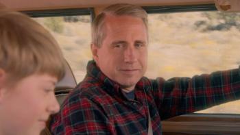 The Faith of Angels Movie: Kirby Heyborne drives a car and looks at a blonde boy passenger