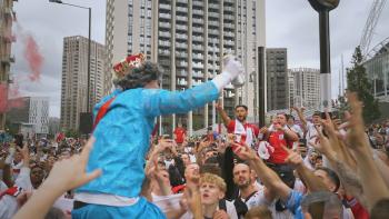 The Final -- Attack on Wembley: England soccer fans outside Wembley Stadium