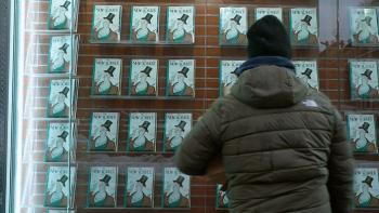 The New Yorker at 100: A newsstand displays the anniversary edition.