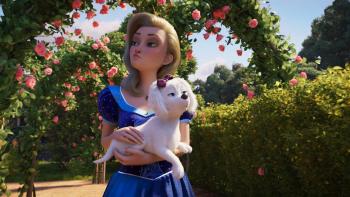 The Proud Princess: Princess Carolina walks through palace gardens carrying a small white dog
