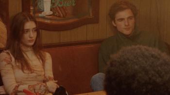 The Sweet East Movie: Talia Ryder and Jacob Elordi sit at a diner