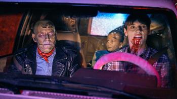 The Loneliest Boy in the World: Max Harwood in a car with his new zombie family