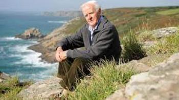 Still from The Pigeon Tunnel:  John le Carré outside overlooking the sea