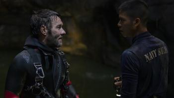 Thirteen Lives Movie: Joel Edgerton (left) as Harry Harris and Thira "Aum" Chutikul (right) as Commander Kiet