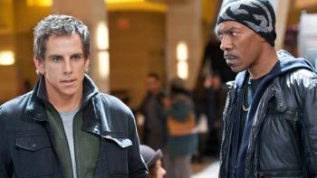 Tower Heist Movie: Ben Stiller and Eddie Murphy talk inside a grand stone building