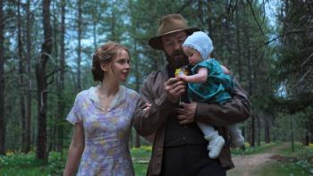 Train Dreams: Felicity Jones and Joel Edgerton with baby.