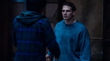 Trust movie: Gianni Paolo is Airbnb manager Marcus, who carries a chain to confront an intruder wearing a plaid shirt