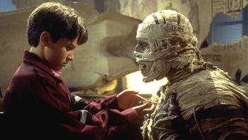 Under Wraps: Young boy Marshall and Harold the mummy 