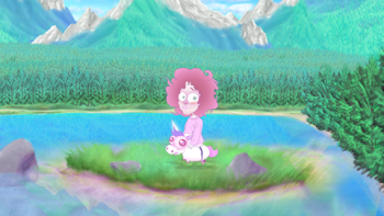 Unicorn Boy movie: Matty looks around at the magical universe they landed in