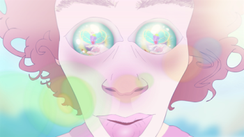 Unicorn Boy movie: A closeup of Matty as they look in wonder