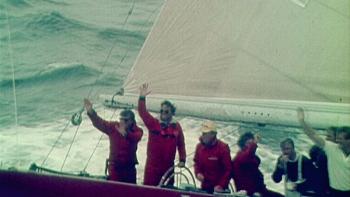 Liberty and U.S. crew at the America's Cup boat race in 1983.