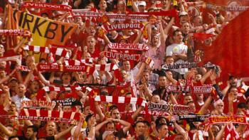 Untold UK -- Liverpool's Miracle of Istanbul: Soccer fans in a stadium hold flags and scarves