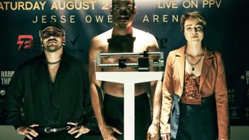 Uppercut movie: Jordan E. Cooper is a boxer standing on a scale between Biko Eisen-Martin and Luise Großmann