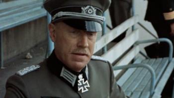 Victory: Max von Sydow sits on bench