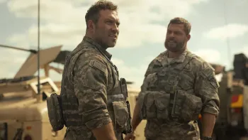 War Machine: Alan Ritchson and Jai Courtney in uniform.